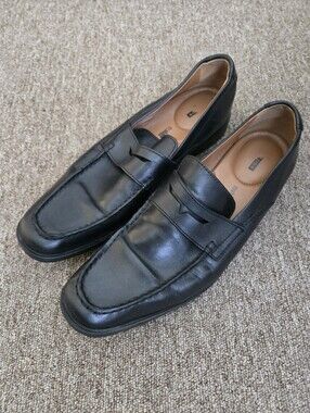 Clarks Black Leather Penny Loafers Clarks